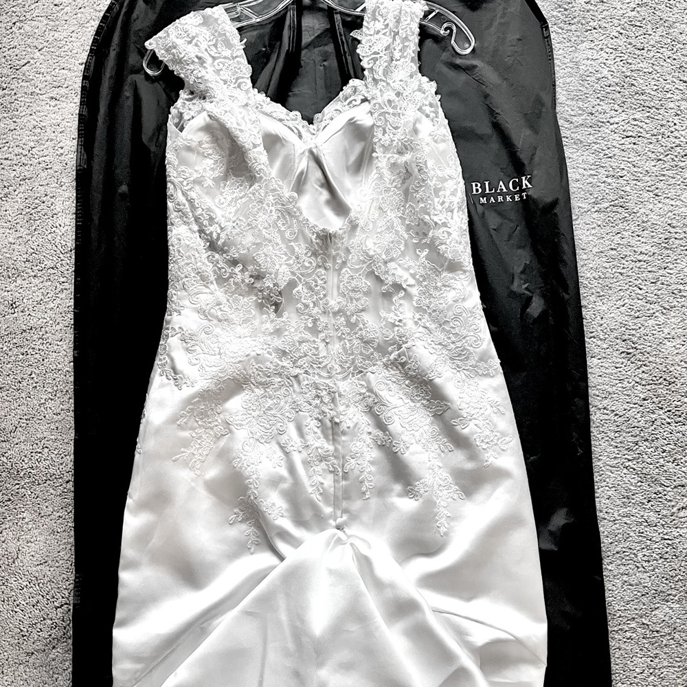 White low laced back wedding dress.